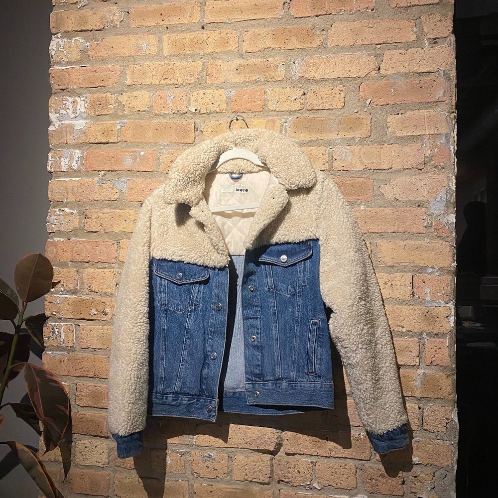 Topshop Borg Denim Jacket